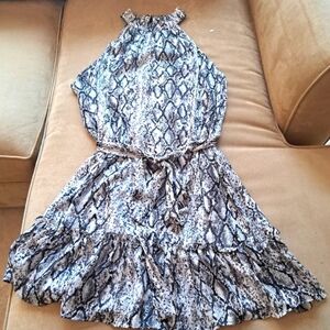AQUA Snakeskin Print Halter Mini Dress M EUC